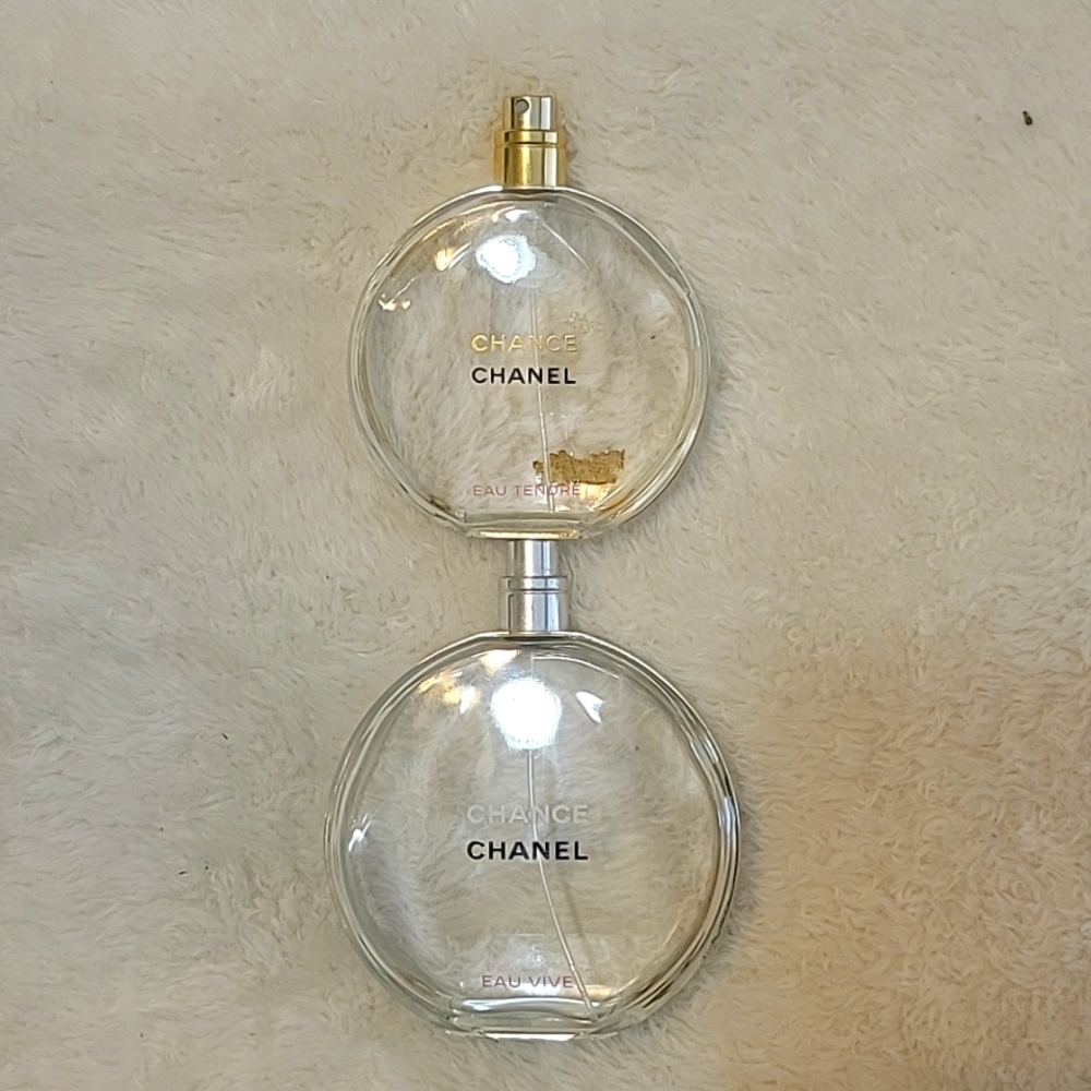 2 CHANNEL CHANCE PERFUME BOTTLES. EAU TENDRE & EAU VIVE!